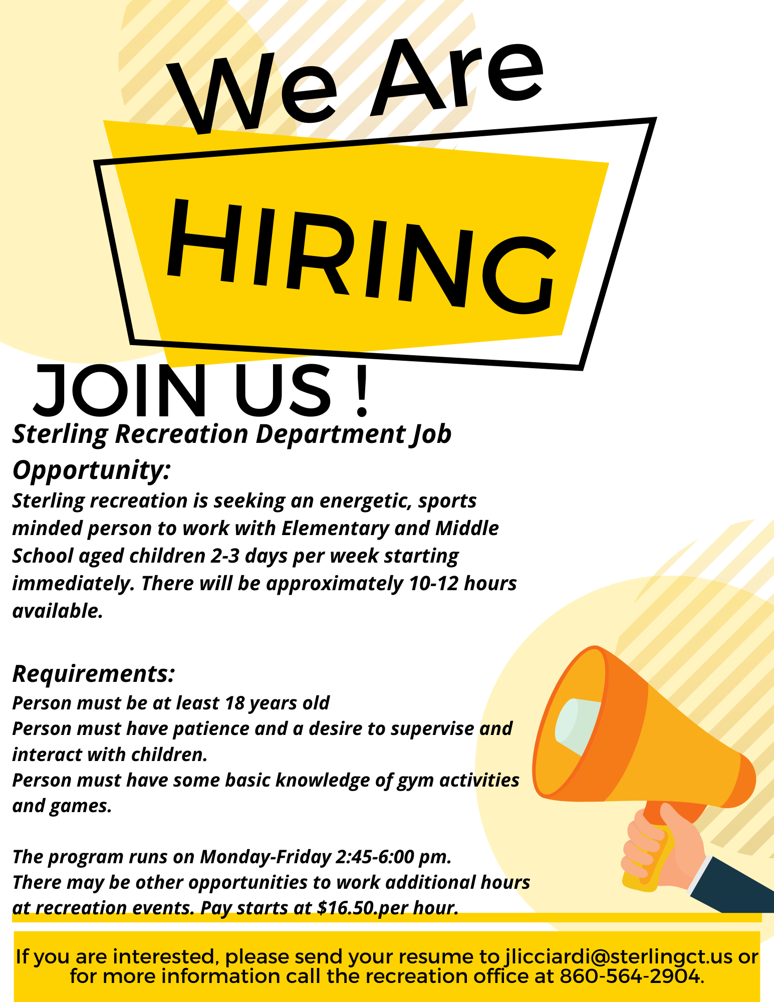 Sterling Recreation Job Opportunity